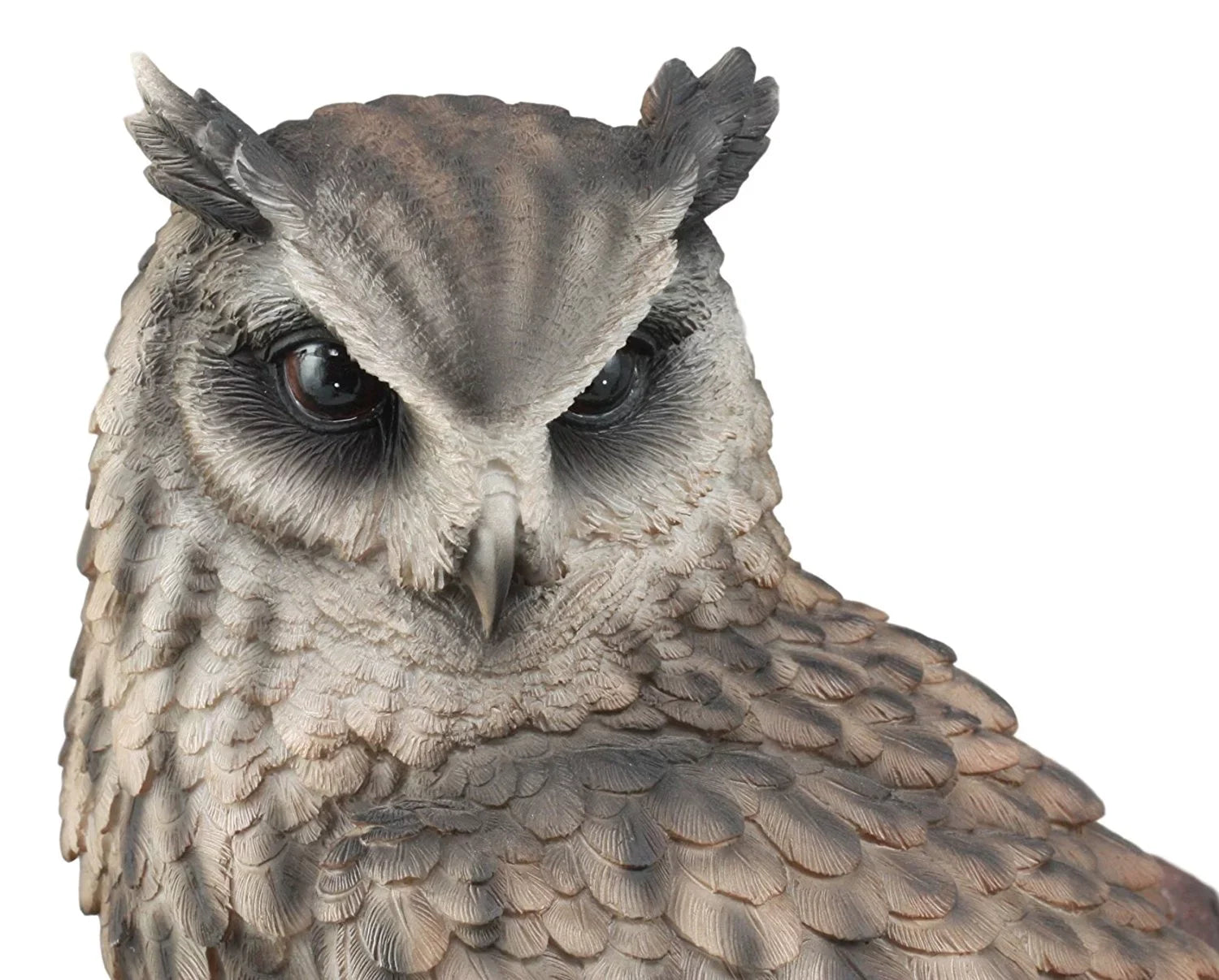 Ebros Realistic Nature Wildlife Eurasian Eagle Owl Perching On Tree Sizetatue 14.25"Tall Lifelike Nocturnal Owl Taxidermy With Glass Eyes Figurine