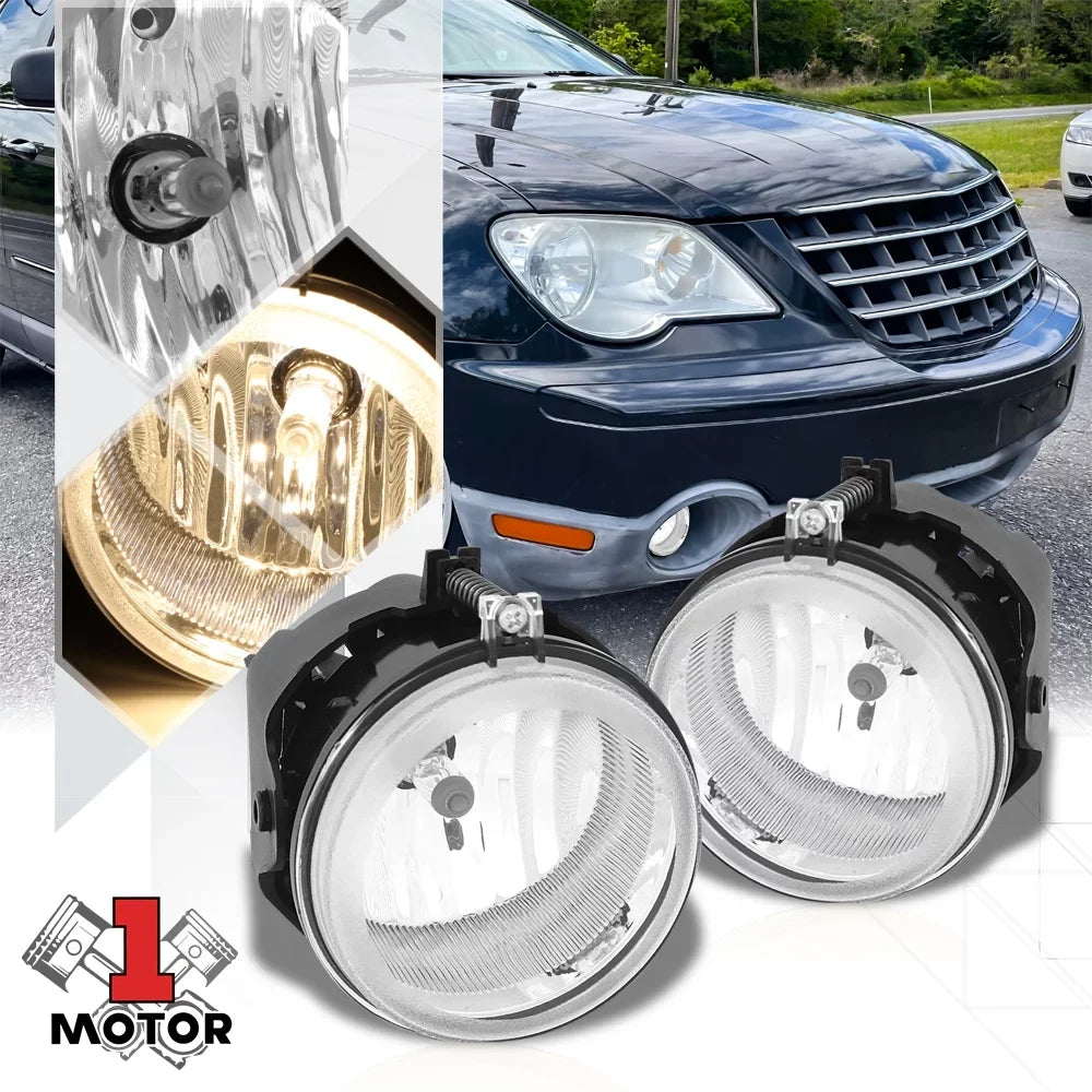 Clear Lens Fog Lights Bumper Driving Lamps for 05-10 Dodge Challenger/Charger Fits select: 2008-2010 DODGE GRAND CARAVAN, 2005-2009 CHRYSizeLER TOWN & COUNTRY