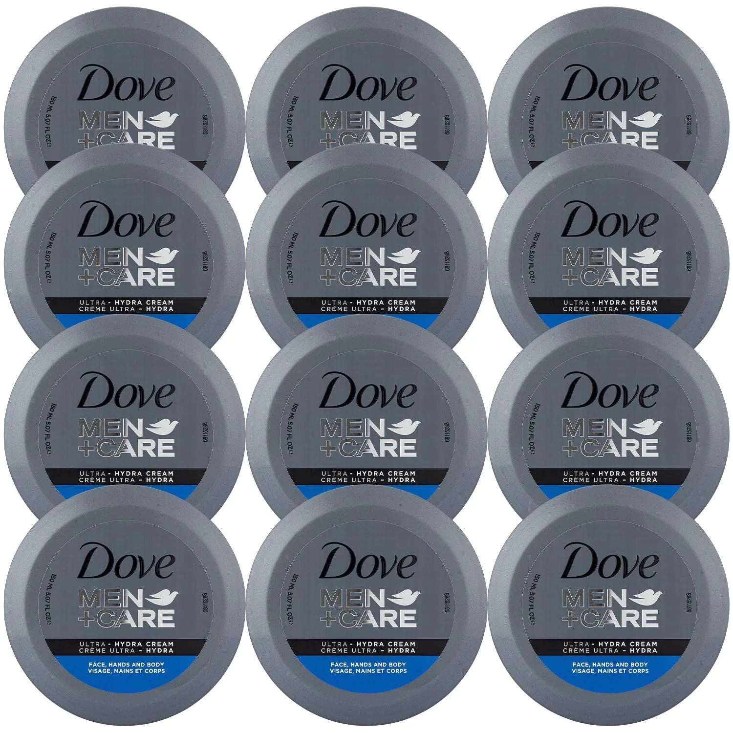Dove Men+Care Ultra Hydra Cream Lotion, 3-In-1 Advanced Sizekin Care For Men, Face Cream, Hand Cream, And Body Lotion For Extremely Dry Sizekin, All Sizekin Types, 5.07 Fl Oz (Pack Of 12)