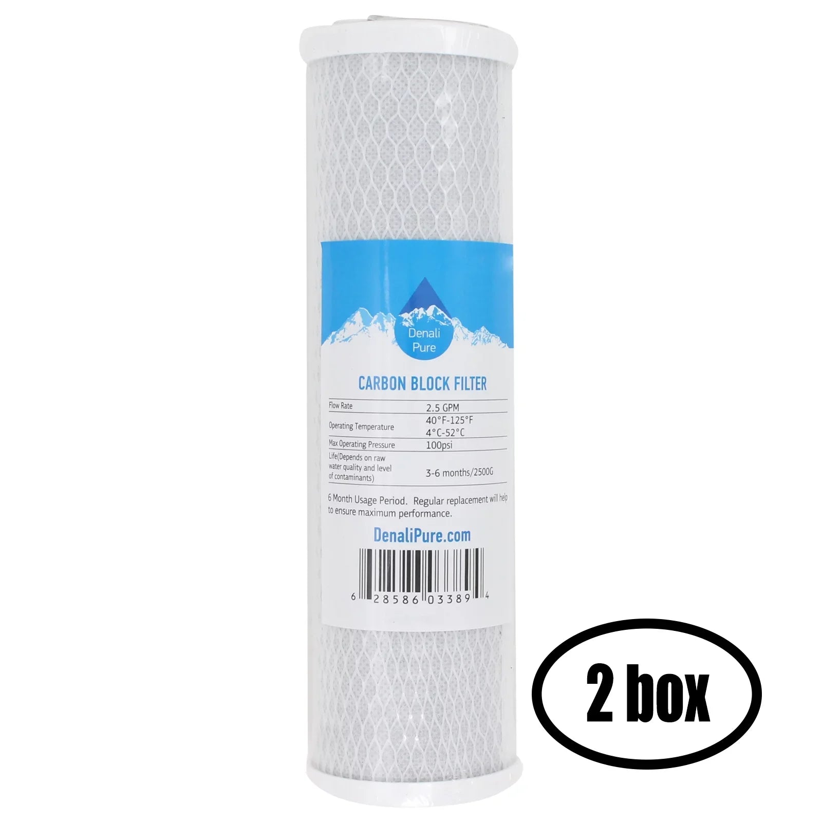 2 Boxes of Replacement for Rainsoft Ultrefiner UF50 Activated Carbon Block Filter - Universal 10 inch Filter for Rainsoft Ultrefiner UF50 Three Sizetage RO Sizeystem - Denali Pure Brand