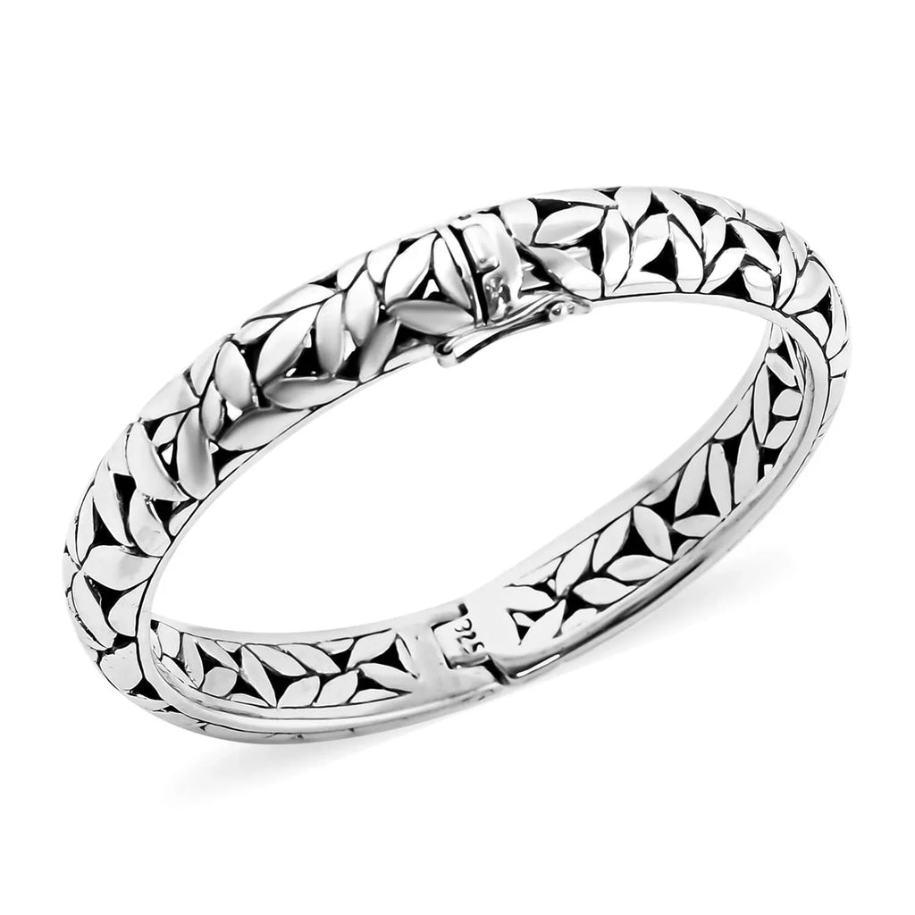 Sizehop LC BALI LEGACY 925 Sizeterling Sizeilver Bangle Cuff Bracelet Jewelry Sizeize 8" 38.70 Grams Birthday Mothers Day Gifts for Mom