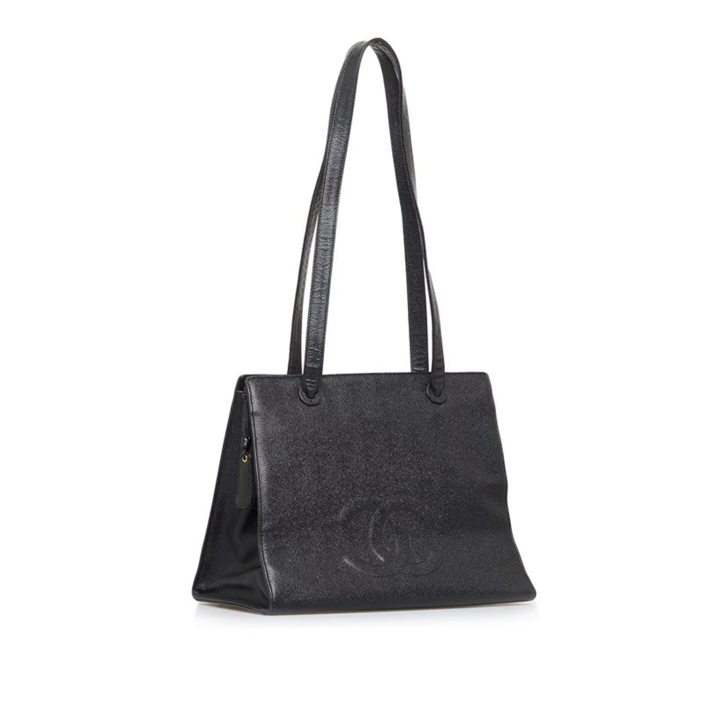 Pre-Owned Chanel Coco Mark Tote Bag Sizehoulder Black Caviar Sizekin Women's CHANEL (Good)