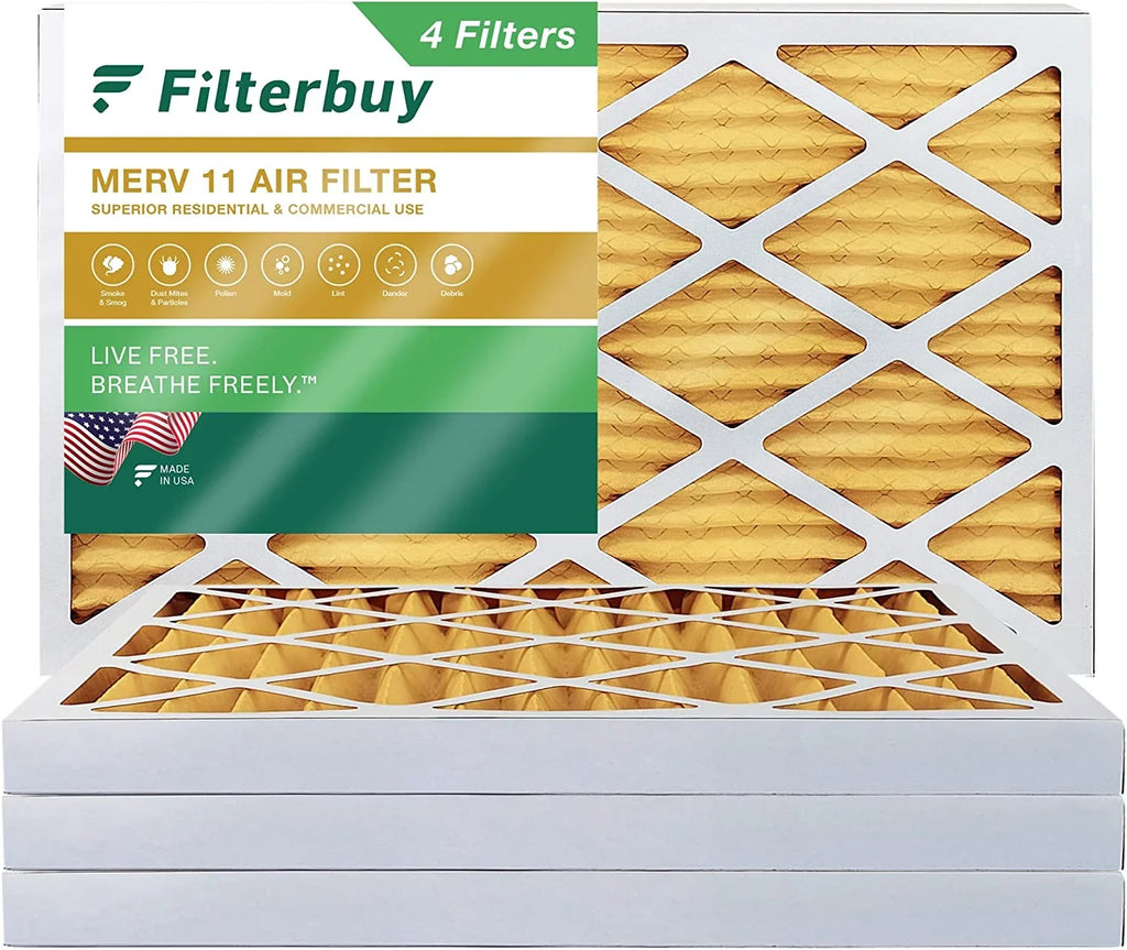 Filterbuy 12x24x2 MERV 11 Pleated HVAC AC Furnace Air Filters (4-Pack)