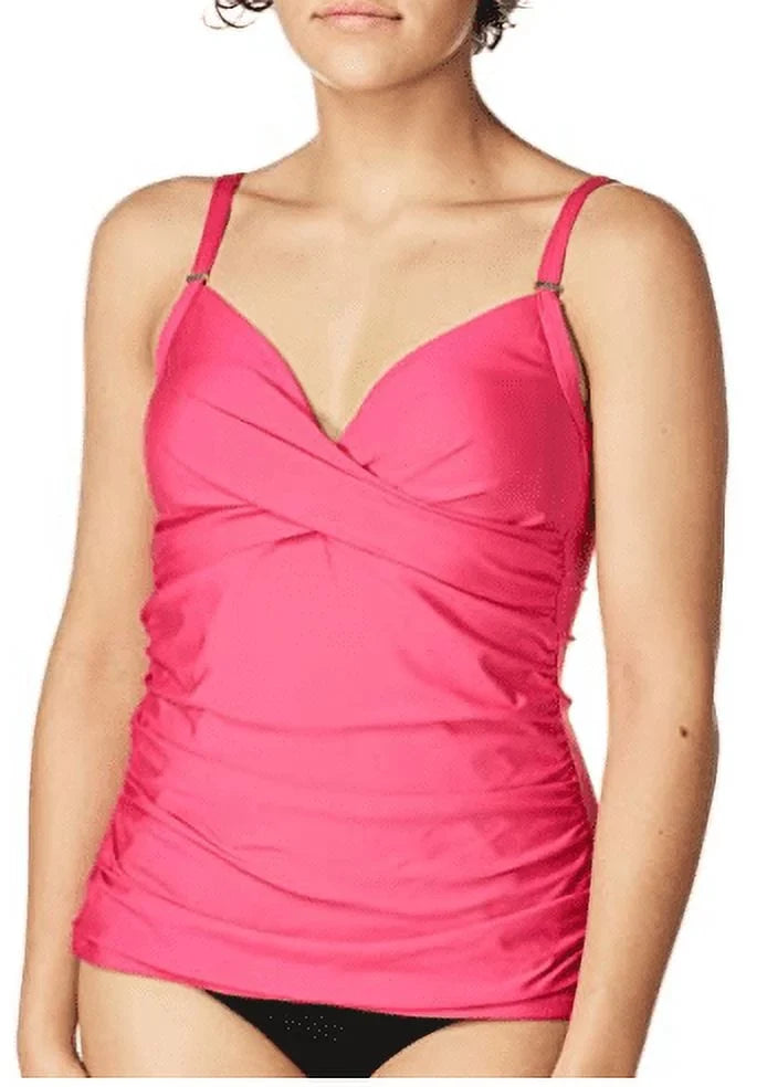 Calvin Klein HIBISizeCUSize Ruched Tummy-Control Tankini Sizewim Top