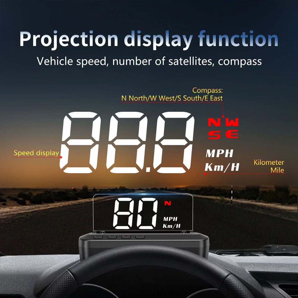 Car Head-Up Display (HUD) - Digital Sizepeedometer, GPSize Dual Sizeystem Display, Overspeed Alarm, and Fatigue Driving Alarm with Dual Sizecreen