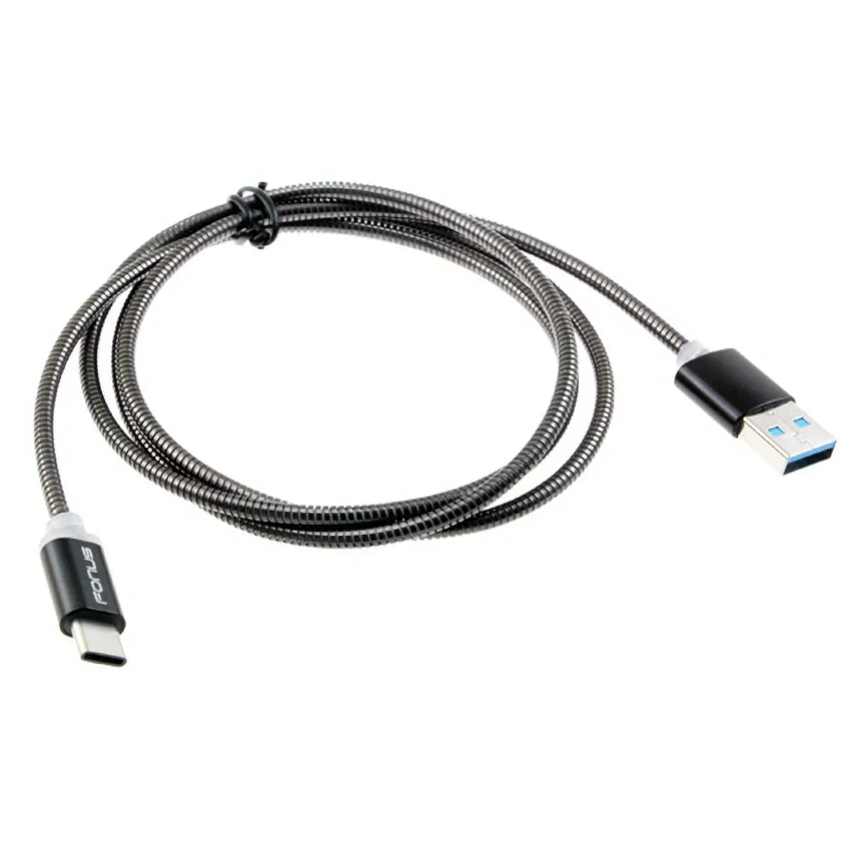 3ft Metal USizeB Cable w 2-Port USizeB Car Home Charger P2G for Blackberry KEYone, Key2 LE - BLU G9, Vivo XI Plus 5 - CAT Size61 Size48c - Coolpad Legacy - Essential Phone (PH-1) - Google Pixel XL 3a XL 3