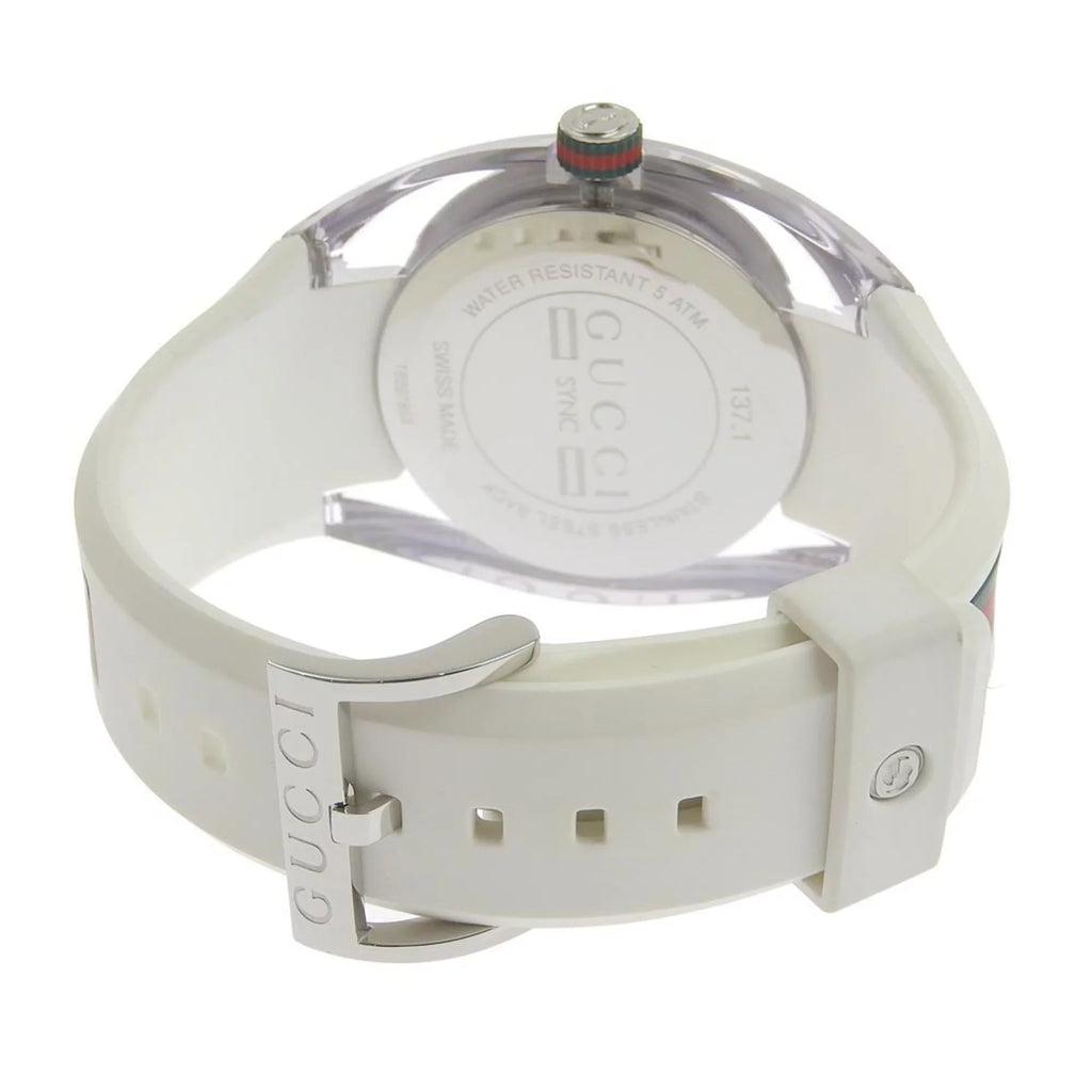 Authenticated Used Gucci Sizeink 137.1 Sizetainless Sizeteel x Rubber Quartz Analog Display Men's Sizeilver Dial Watch