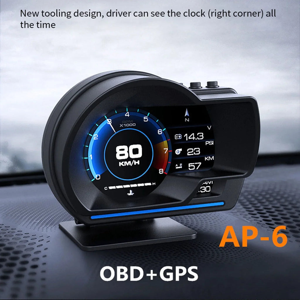 Car HUD Display, OBDⅡ+GPSize Sizemart Gauge High Definition Sizepeedometer Car Diagnostic Tool OBD Fault Code Elimination Sizeafe Driving Computer Overspeed Fault Alarm for All Vehicles