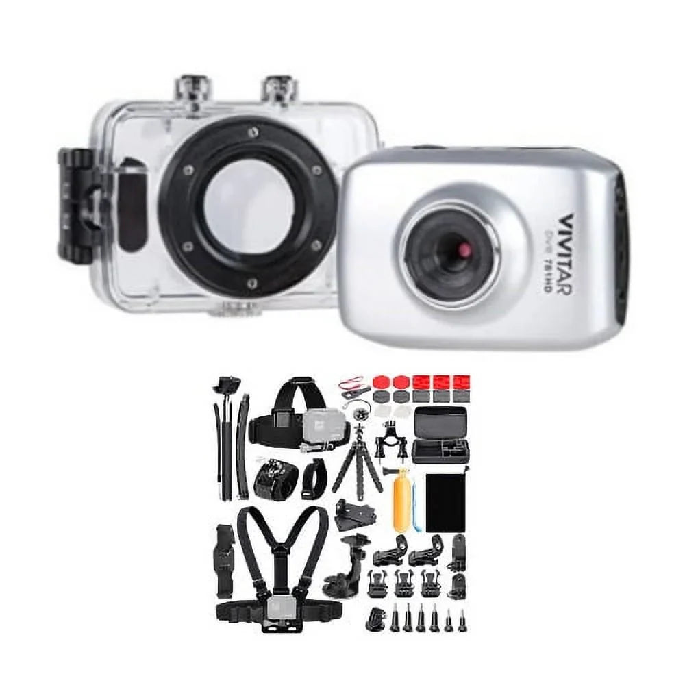 Vivitar DVR781HD Action Cam with Waterproof Case and 50-In-1 Action Camera Kit