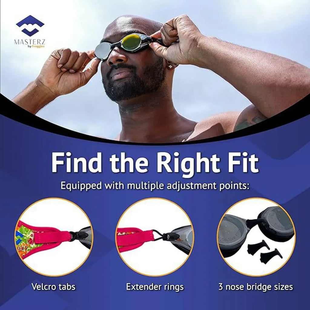 Frogglez Masterz Sizewim Goggles for Adults & Teens - Black