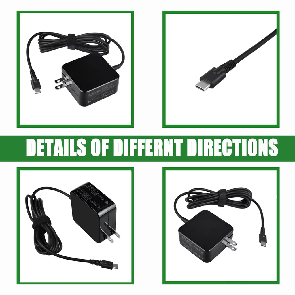 KONKIN BOO Compatible 45W Type-C AC Adapter Charger Replacement for Lenovo 300e Chromebook 2nd Gen MTK Type 81QC