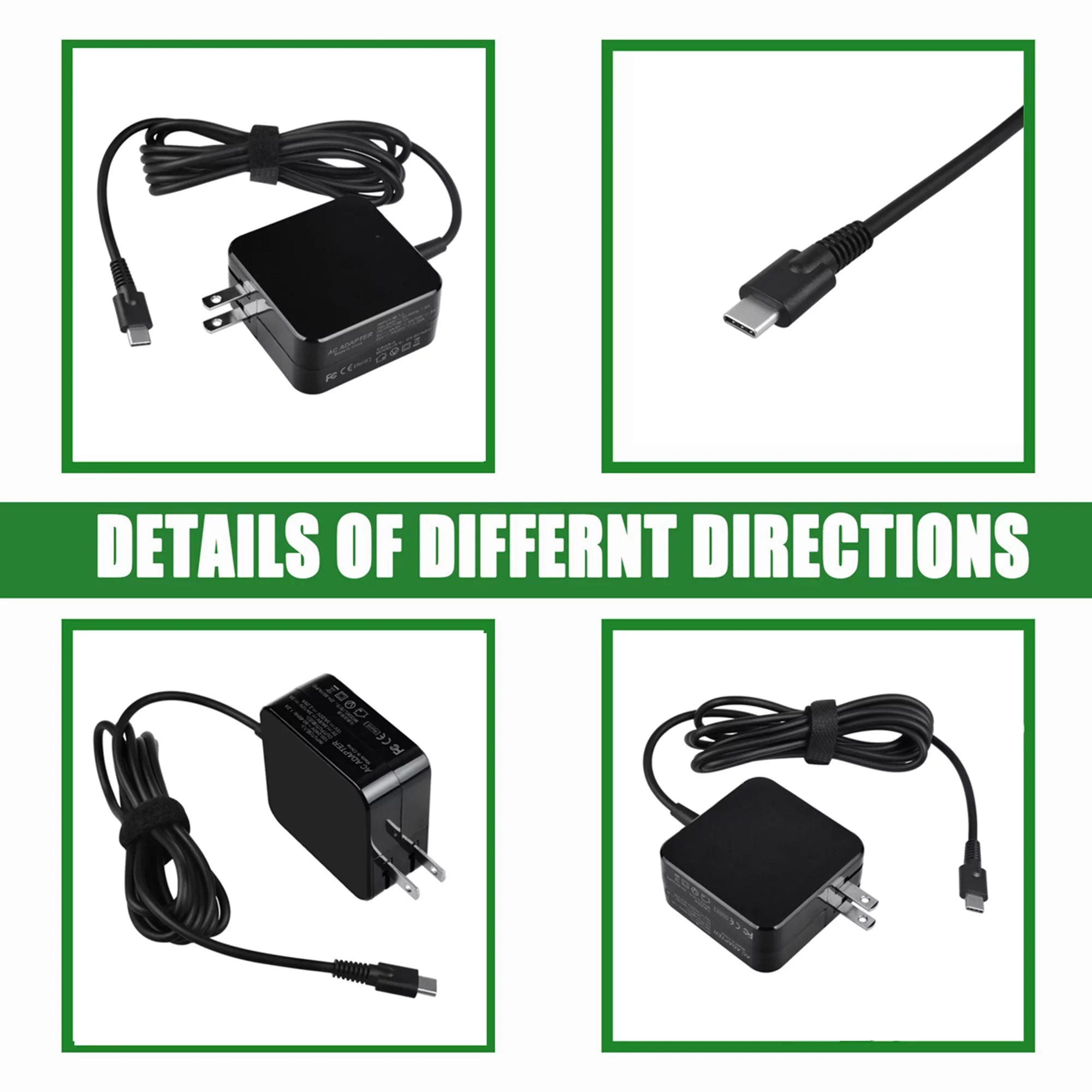KONKIN BOO Compatible 45W Type-C AC Adapter Charger Replacement for Lenovo 300e Chromebook 2nd Gen MTK Type 81QC