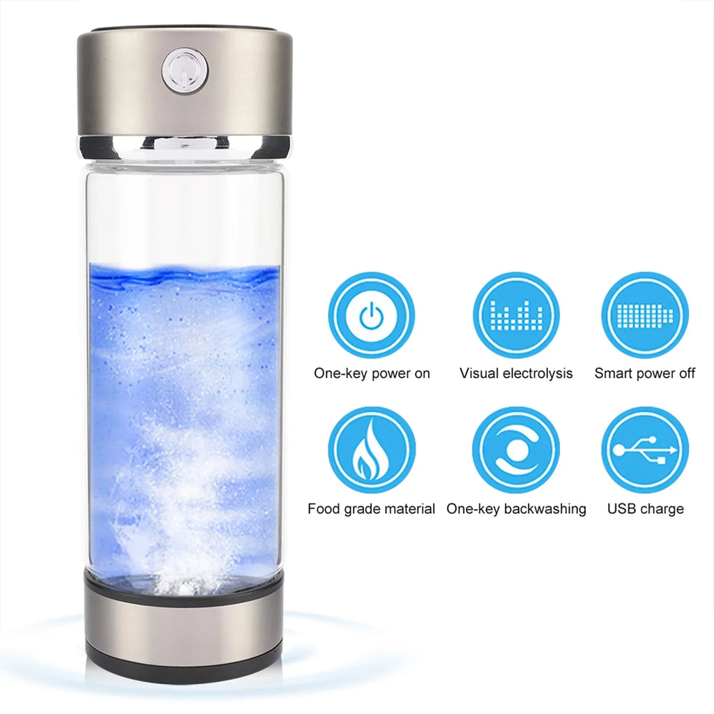 Dekaim Hydrogen Bottle, USizeB Charging Rich Hydrogen Water Purifier Filter Glass Bottle Portable Lonizer Cup