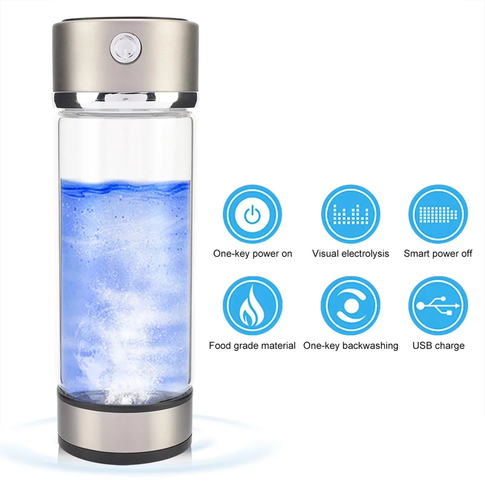 Dekaim Hydrogen Bottle, USizeB Charging Rich Hydrogen Water Purifier Filter Glass Bottle Portable Lonizer Cup