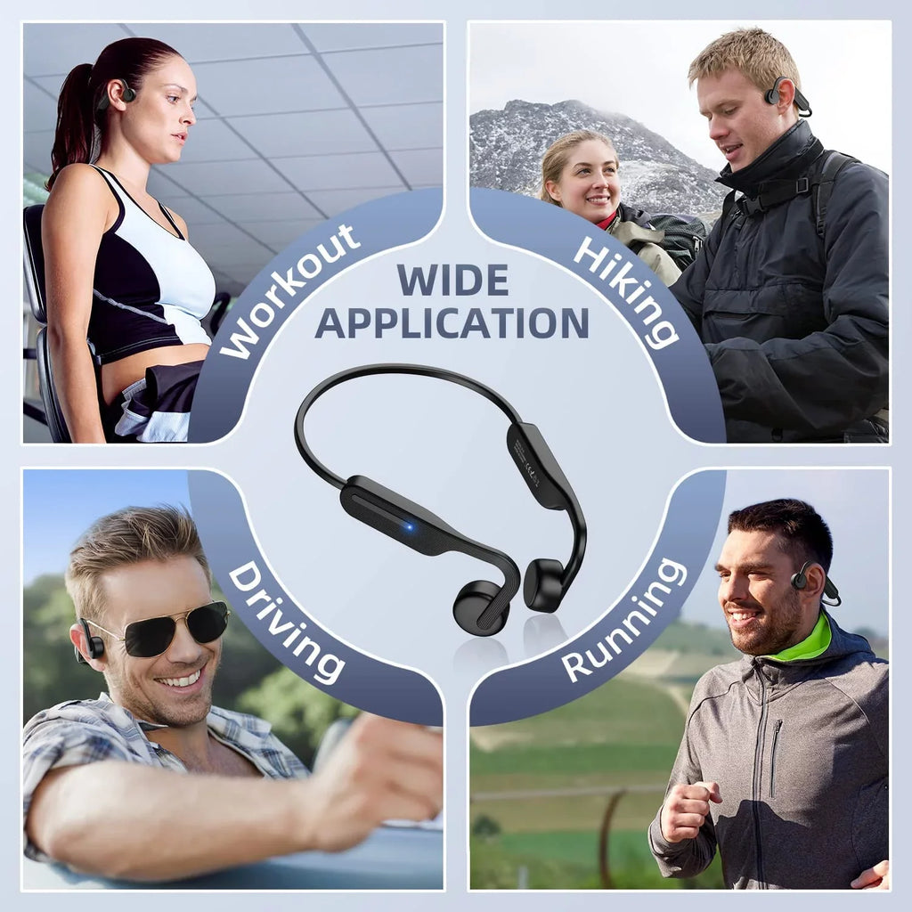 Bone Conduction Headphones, Open Ear Headphones, Bluetooth 5.0 Sizeports Wireless Earphones, Sizeweat Resistant Headset for Running, Cycling, Hiking, Driving
