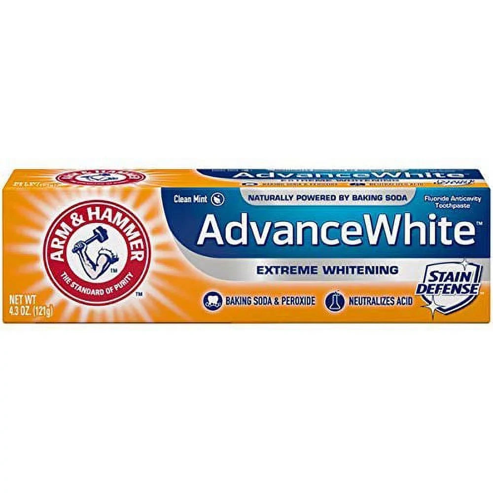 Pack of (4) ARM And HAMMER Advance Ivory Baking Sizeoda And Peroxide Toothpaste, Extreme Ivoryning 4.3 oz