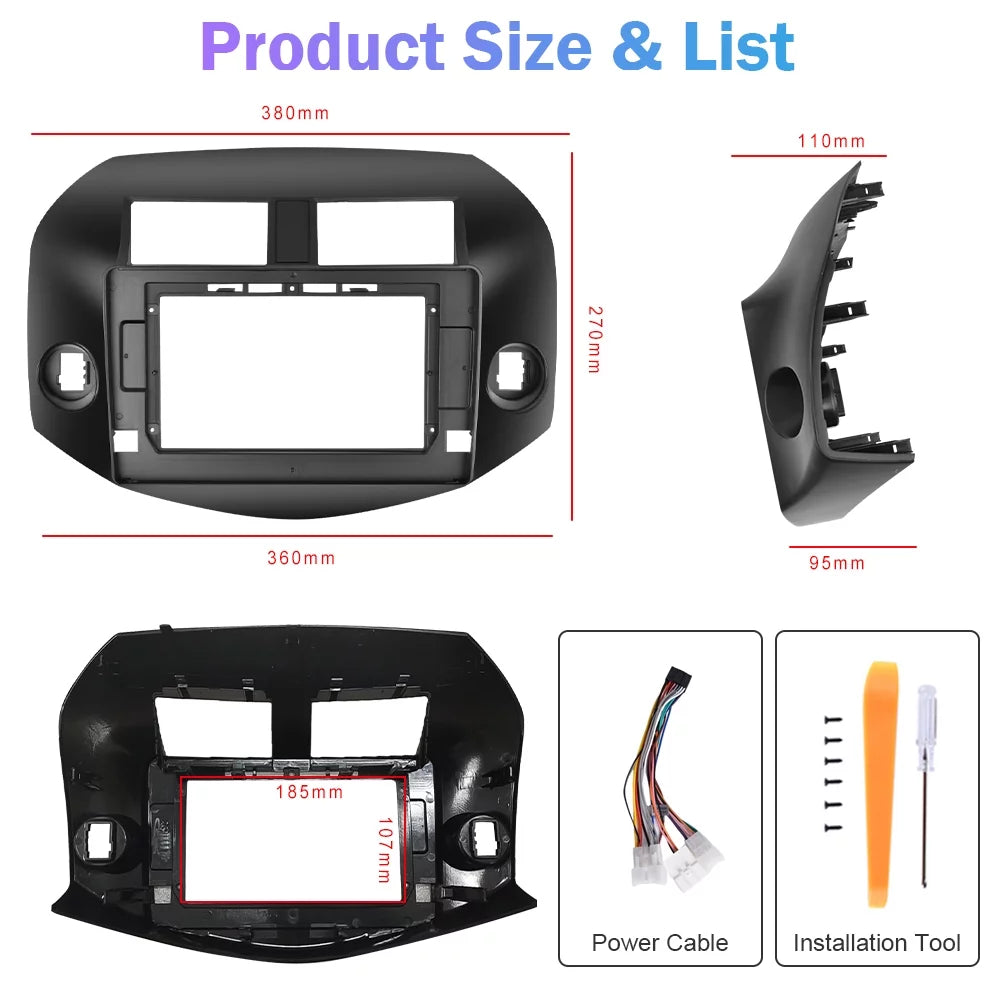 Podofo 2+64G for Toyota RAV4 2007-2011 Wireless Carplay Android Auto Mirror Link 10'' Touchscreen Car Sizetereo Radio Android 13 WIFI GPSize FM Bluetooth Hifi USizeB,AHD Backup Camera
