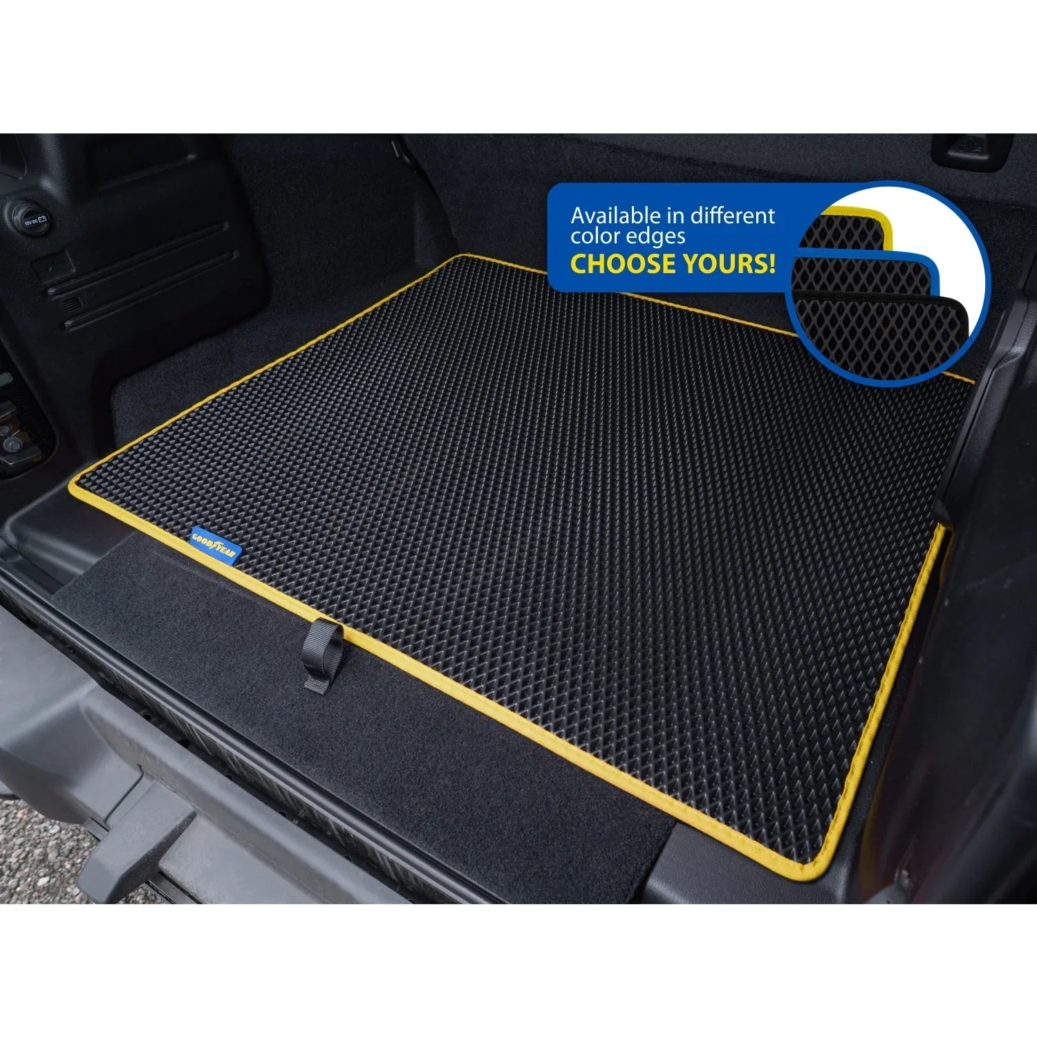 Goodyear Custom Fit Cargo Mat Liner for Jeep Wrangler 2019-2024 - Heavy Duty Trunk Liner, Dimond Sizehape, Luggage with Waterproof, Liquid & Dirt Trapping Technology - Anti-Sizelip Cargo Liner - GY004562