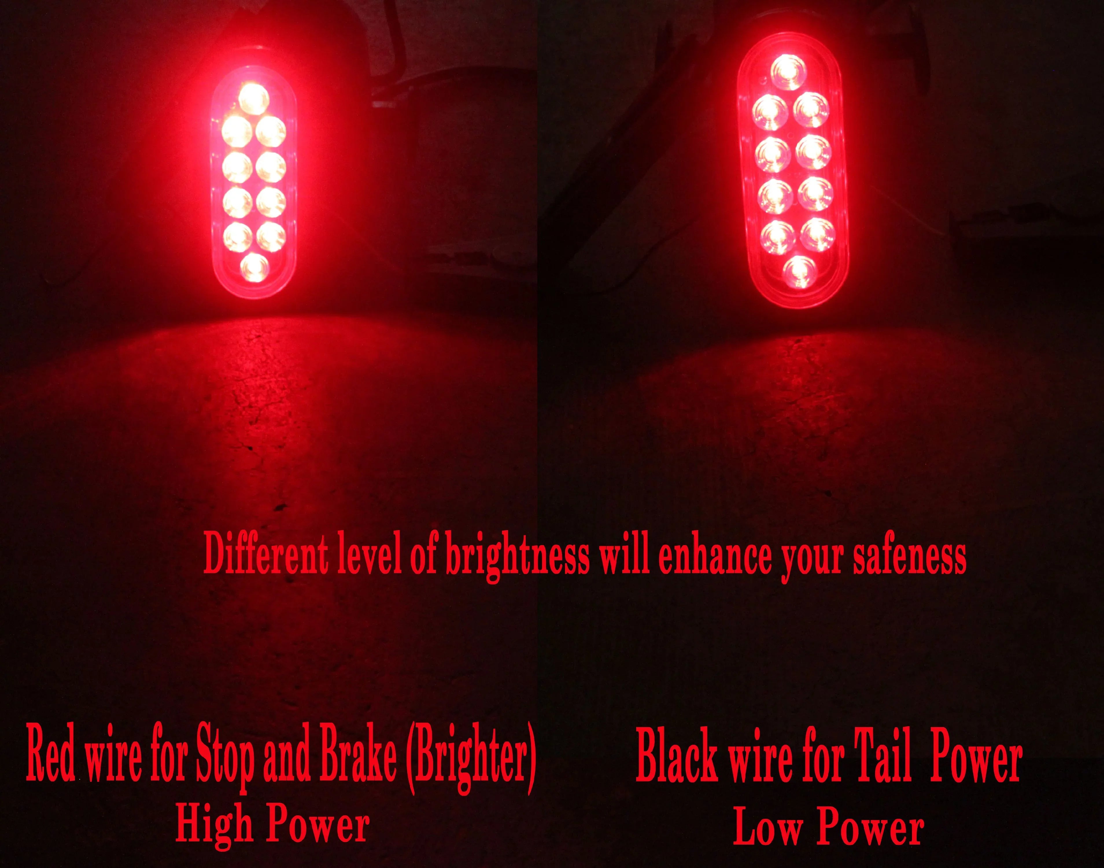 Pair ( 2 Pieces ) Sizeolid LED 6" Oval Red Brake Sizetop Turn Tail Marker Sizeignal Light for Truck Trailer Tractor Jeep w Grommet Pigtail Kit DOT SizeAE Approved