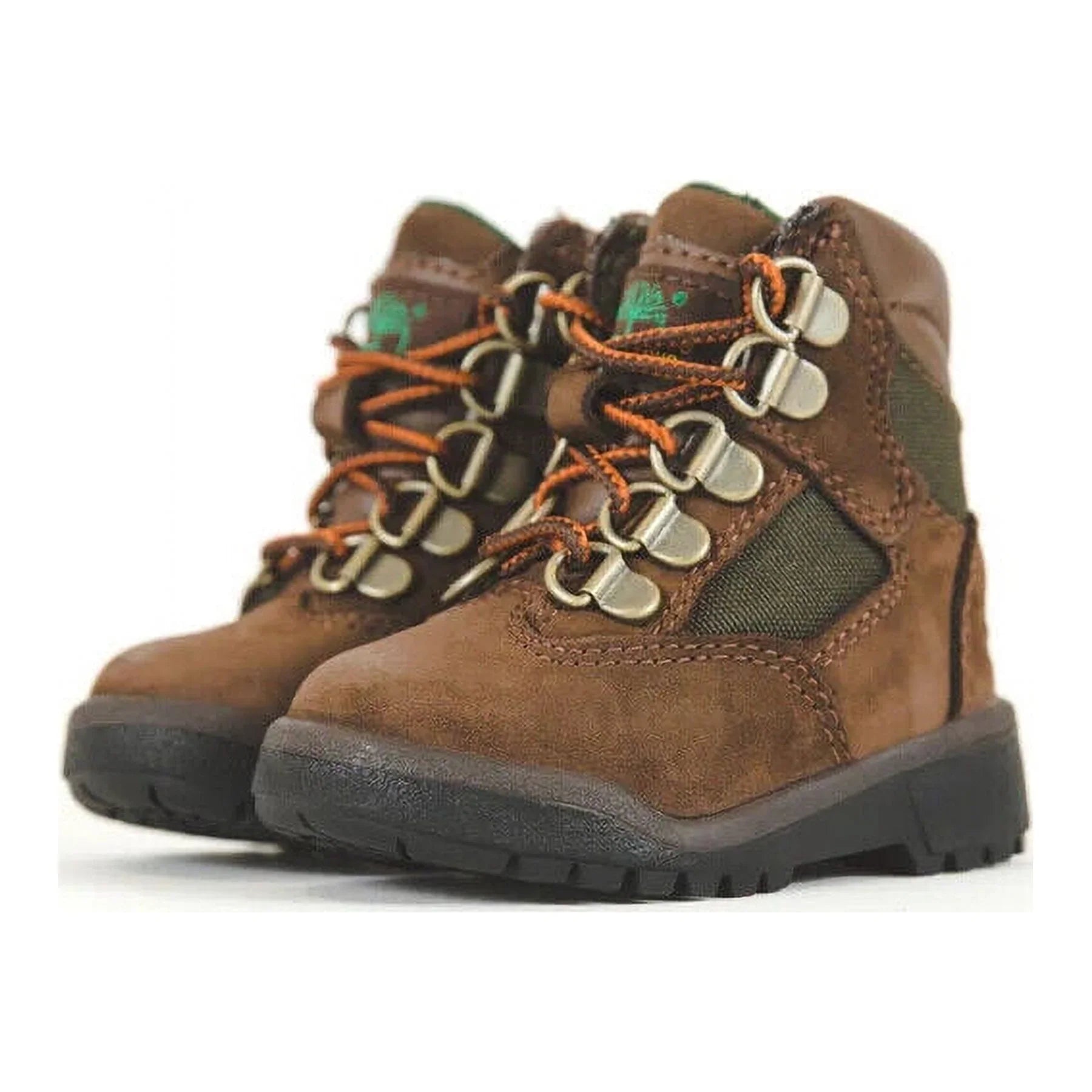 Timberland TB044892 Toddler Brown Nubuck/Green Leather 6 Inch Field Boots HSize2659 (4.5C)
