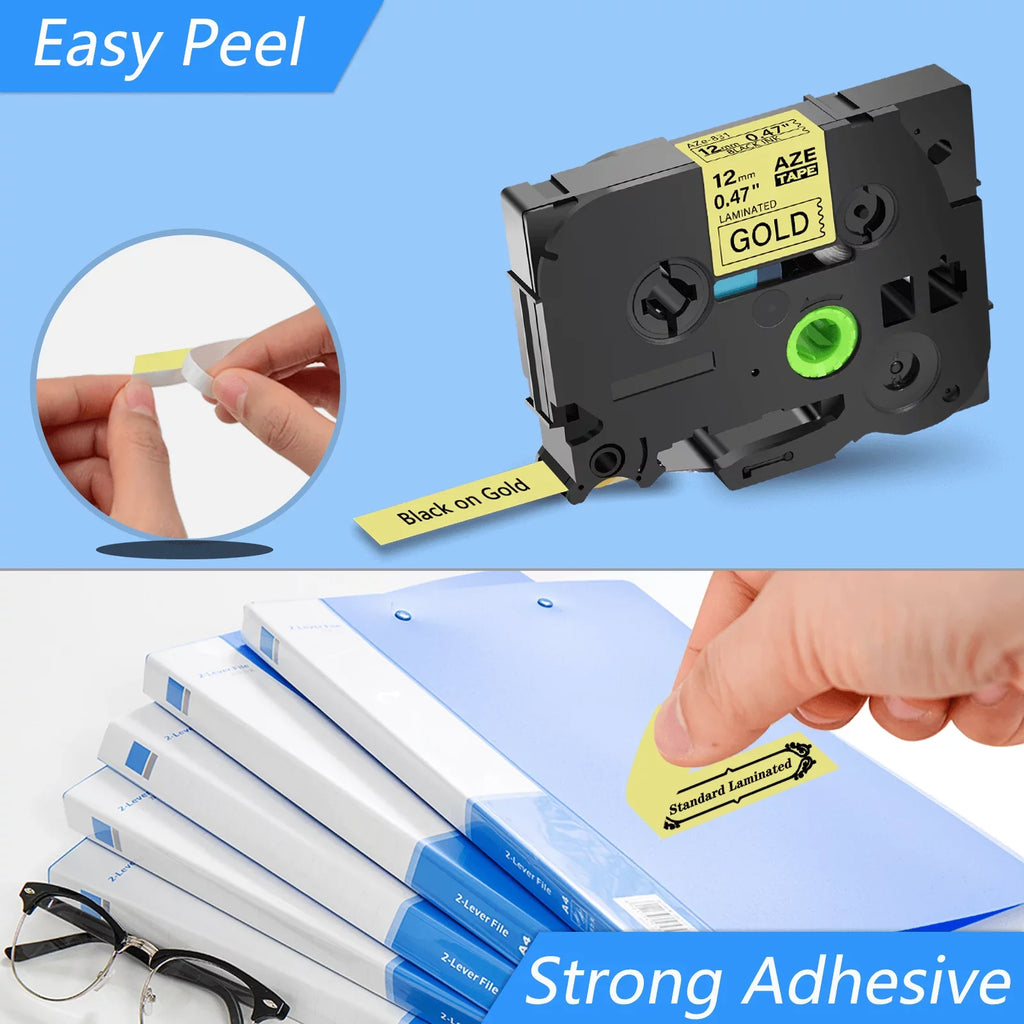 GREENCYCLE 40PK Compatible for Brother P-touch Black on Gold 12mm TZ TZe TZe-831 TZ-831 TZ831 TZe831 Laminated Label Tape