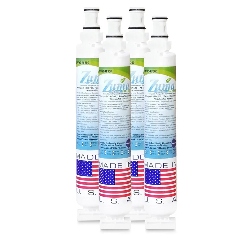 ZUMA Brand , Water and Ice Filter , Model # OPFW3-RF300 , Compatible with Whirlpool® GR9FHTXTB00 - 4 Pack - Made in U.Size.A.