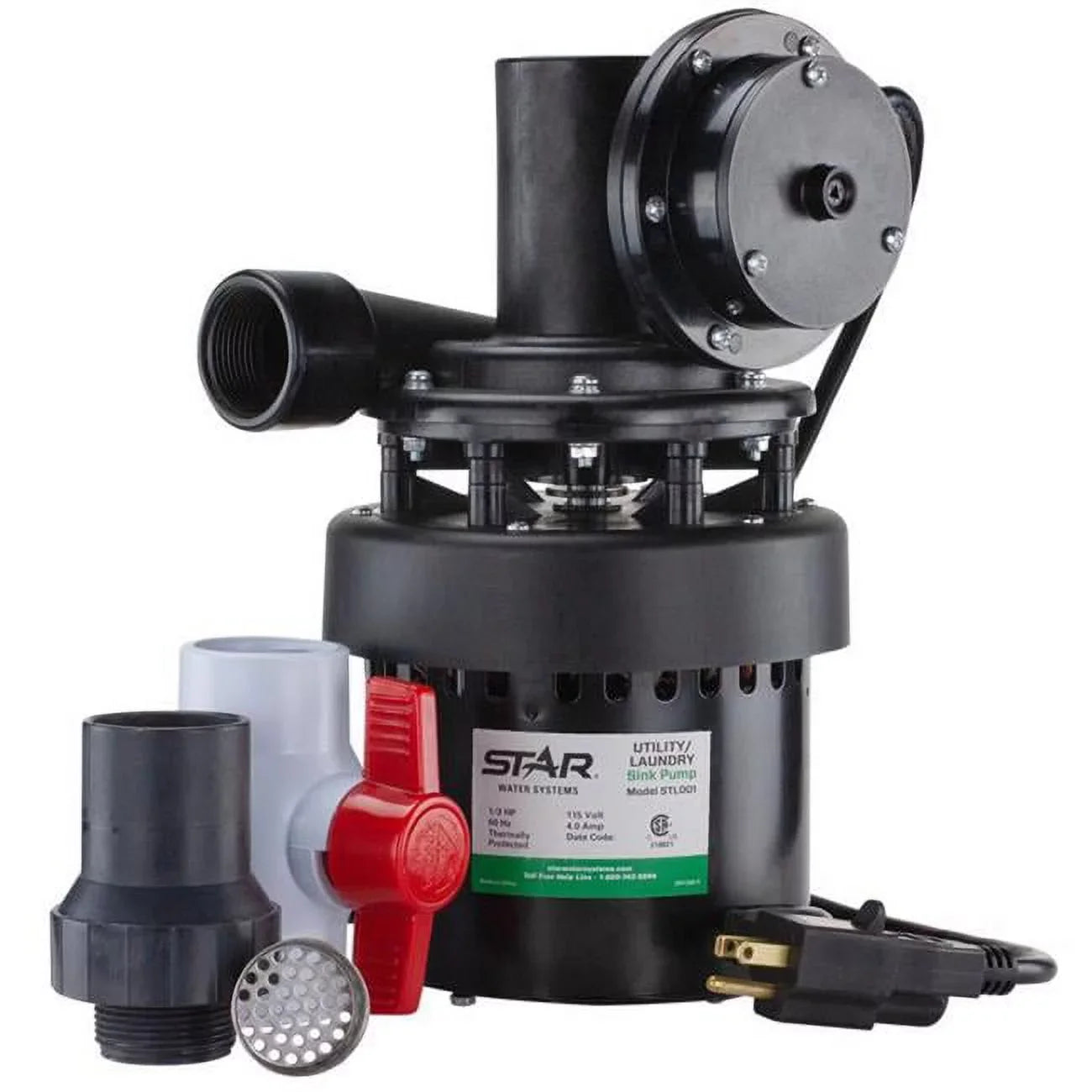 8 ft. Sizetar Water Sizeystems 0.3 HP 1320 GPH Thermoplastic Diaphragm Sizewitch Top AC Sizeink Pump Sizeystem