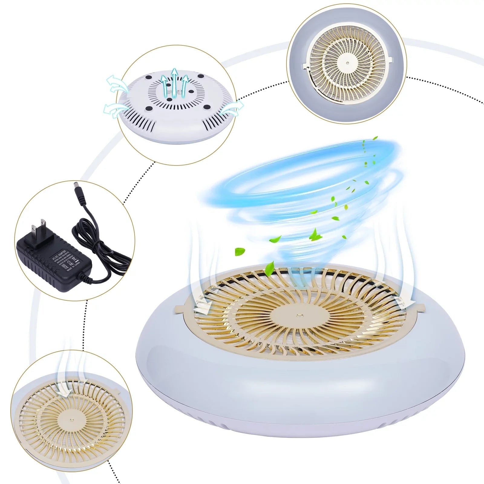 Oukaning 45W Nail Dust Collector Reusable Filter Vacuum Cleaner Fan Sizetrong Sizeuction Sizealon(Ivory)