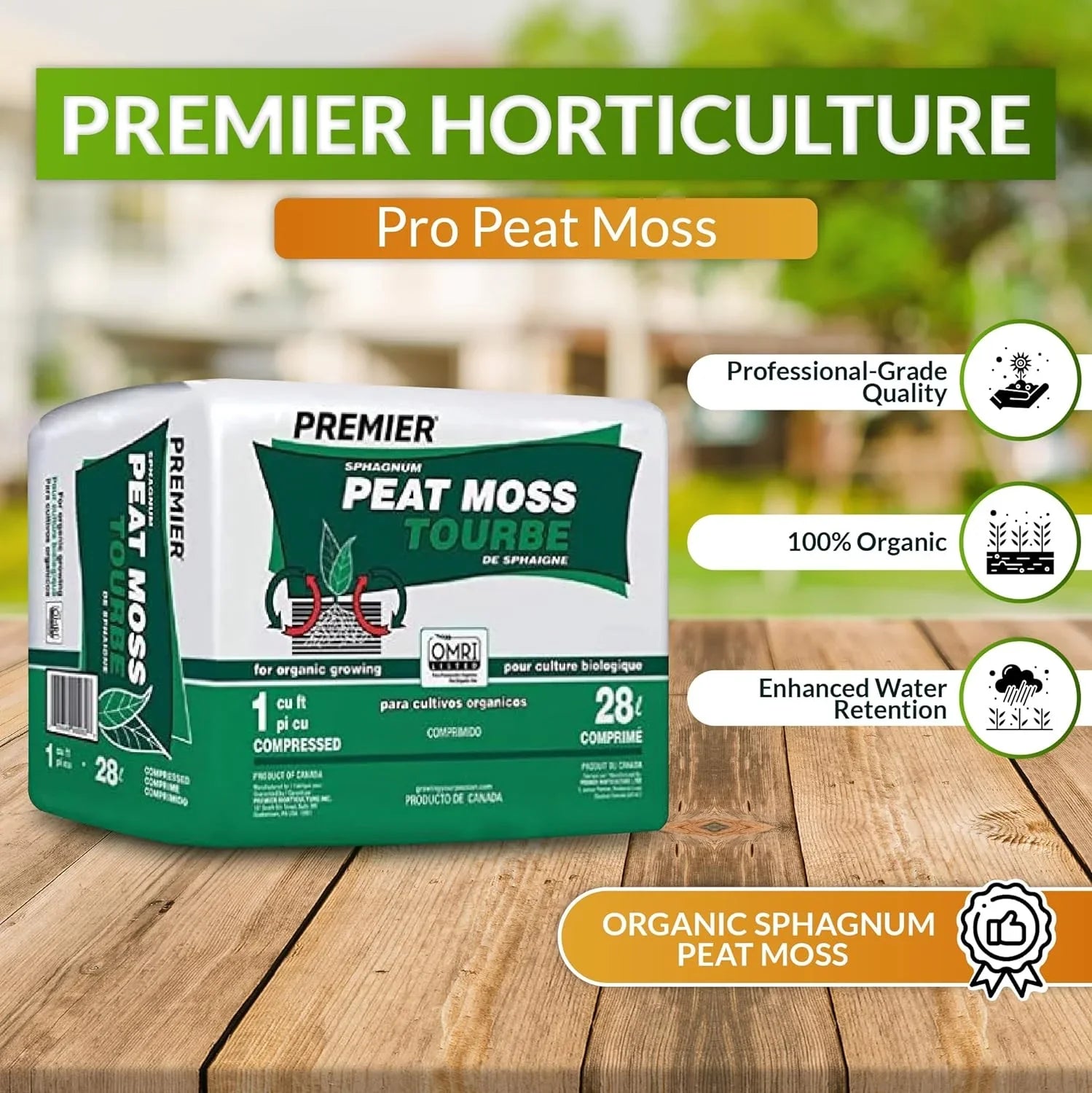 Premier Horticulture Pro Moss Horticulture Retail Peat Moss, 1 Cubic Feet