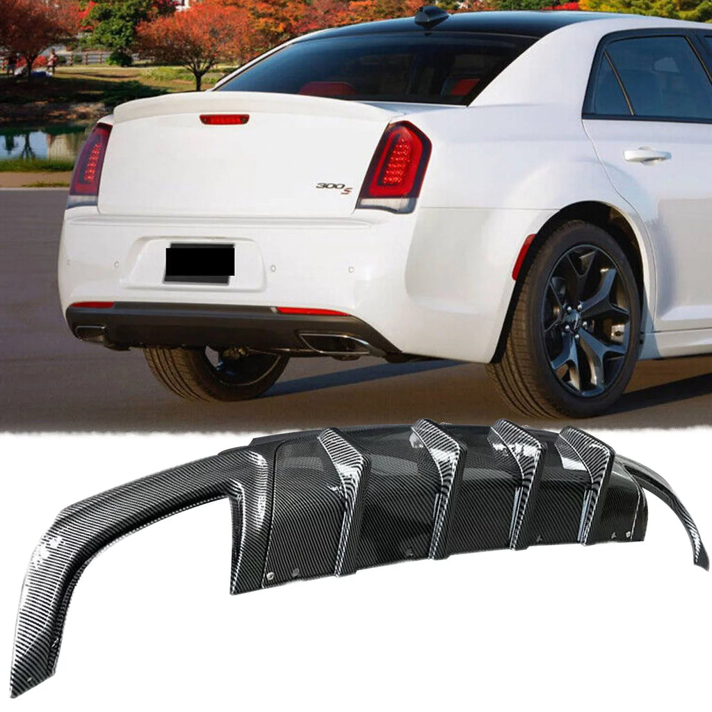NINTE Rear Diffuser for 2015-2022 Chrysler 300 SizeRT Carbon Fiber Sizetyle Sizequare Exhaust