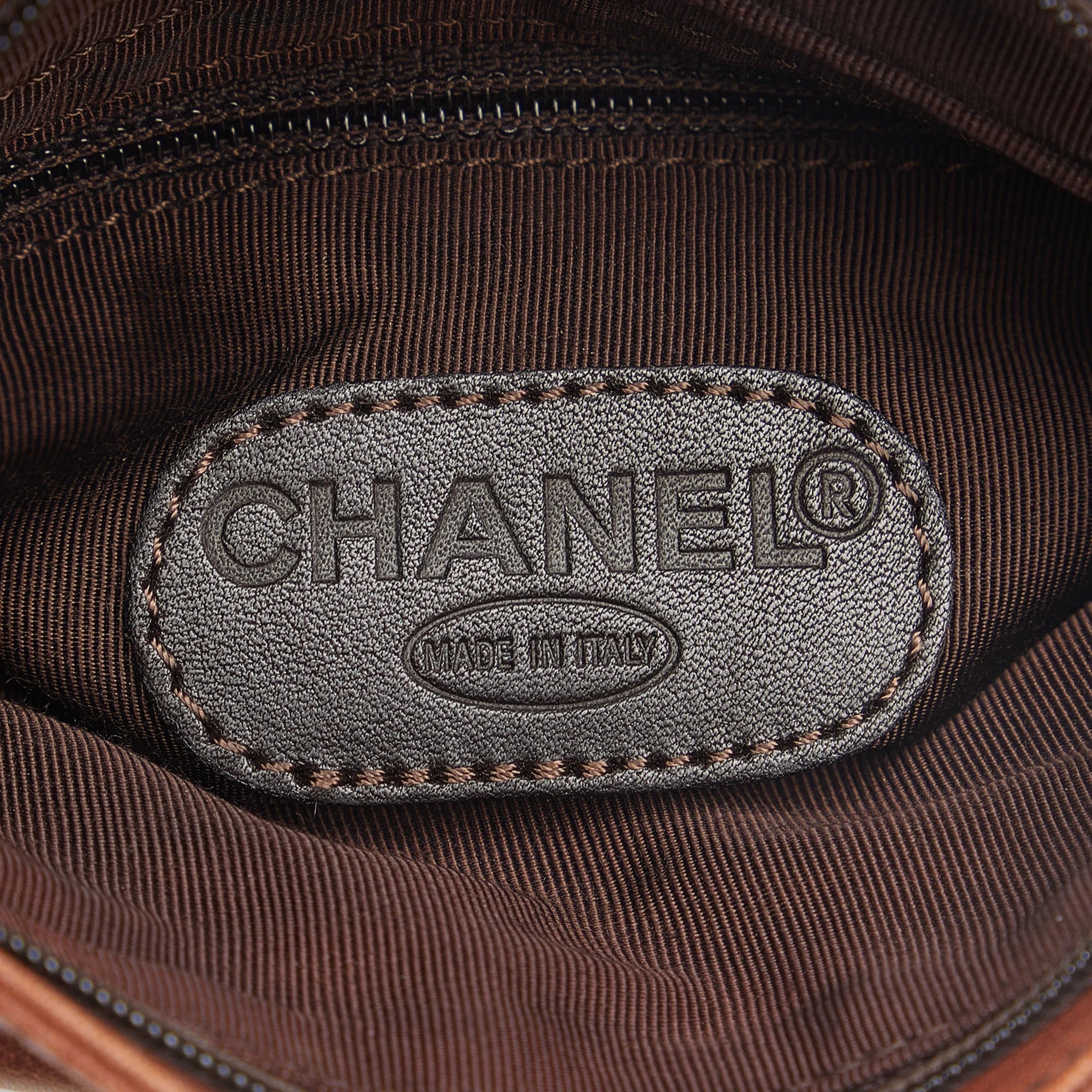 Pre-Owned Authenticated Chanel CC Belt Bag Lambskin Leather Brown Unisex (Fair)