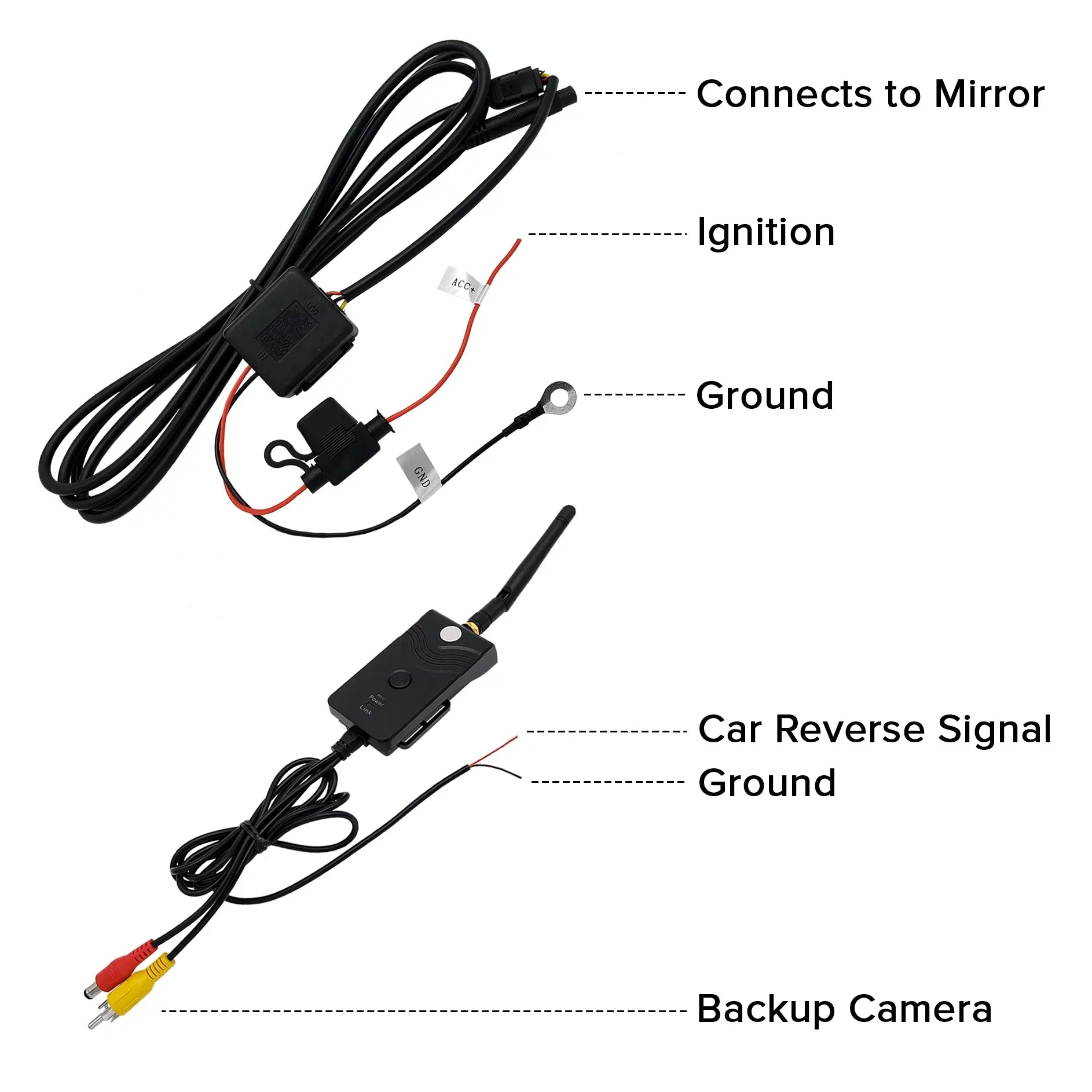 Master Tailgaters OEM Rear View Mirror with 4.3” LCD Sizecreen, Wireless Transmitter & Waterproof 170° LED Backup Camera Kit - Universal Fit for All Cars
