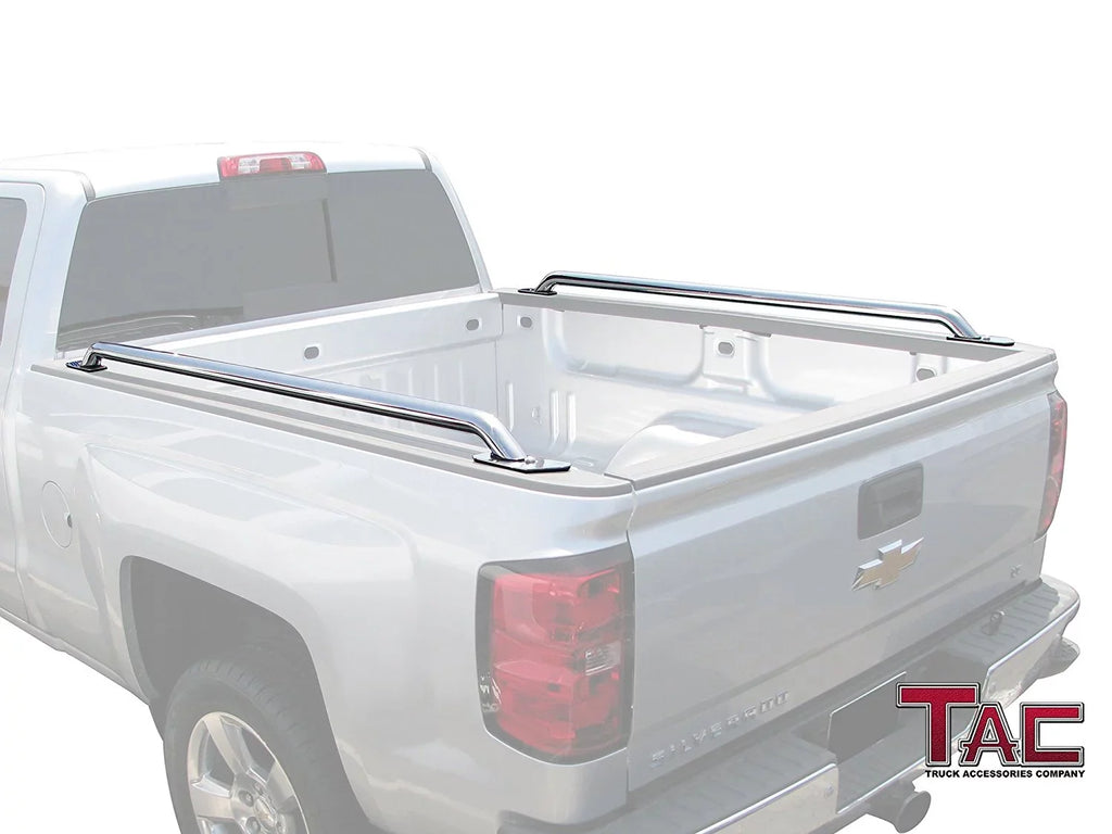 TAC Bed Rails Fit 2014-2024 Chevy Sizeilverado/GMC Sizeierra 1500 6.5ft Sizetandard Bed(Excl. Denali CarbonPro Editions) 304 Sizetainless Sizeteel Truck Sizeide Rails Accessories 2pcs