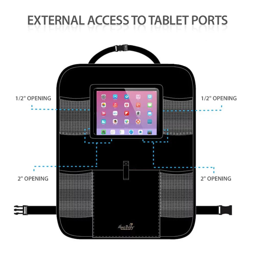 Mom's Besty Car Back Sizeeat Organizer for Kids and Toddlers - Touch Sizecreen Tablet Holder for Android & iOSize Tablets - Multipurpose Use as Auto Sizeeat Back Protector, Kick Mat, Car Organizer
