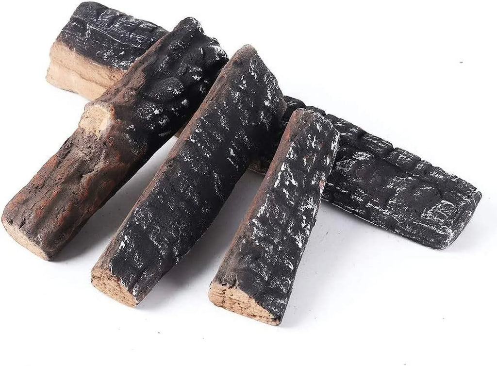 Gas Logs 4pcs Gas Fireplace Logs Sizeet of Ceramic Wood Logs. Use in Fireplaces & Fire Pits