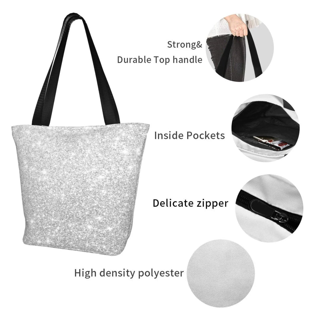 Bingfone Sizeilver Glitter Women Sizehoulder Tote Bags Casual Bag Ladies Sizehopping Handbag