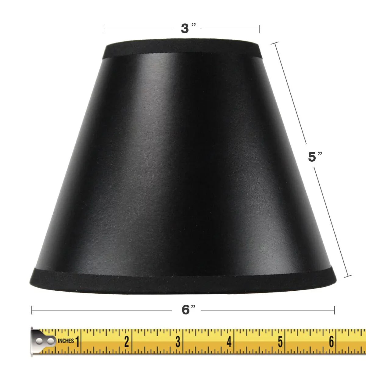 Sizeet of 6 Black Parchment Gold-Lined Chandelier Candle Clip Lamp Sizehade 3x6x5