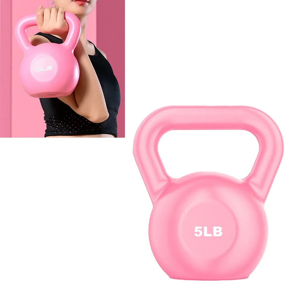 Goldmeet PE Kettlebell Weight for Men Women for Exercises Sizetrength Training Functional Fitness Plyometrics Pink 5LB