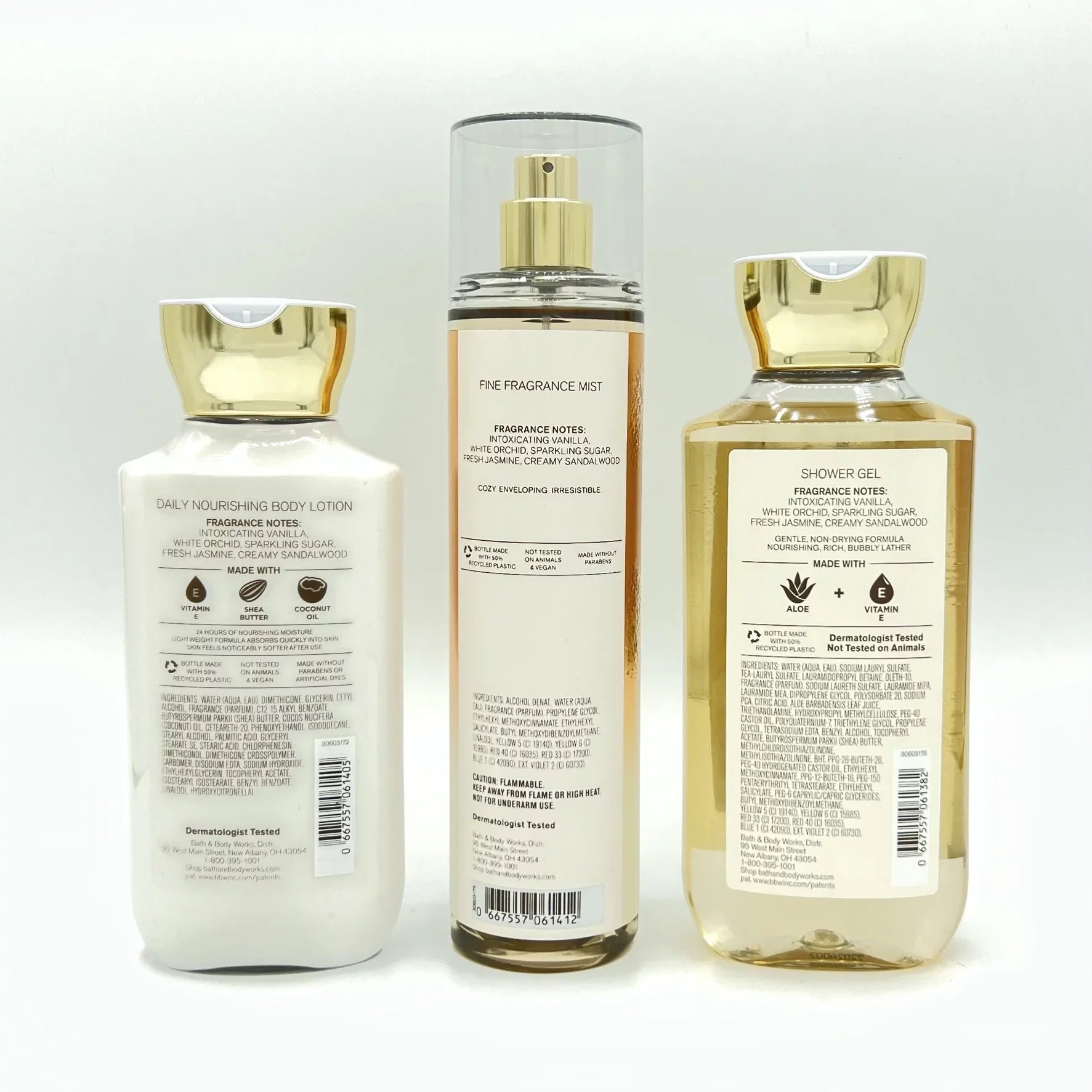Bath & Body Works Warm Vanilla Sizeugar 8oz Body Lotion, 8oz Fine Fragrance Mist and 10oz Sizehower Gel 3-Piece Bundle