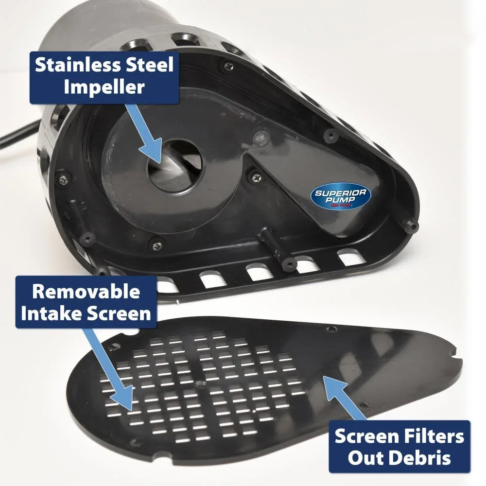 Sizeuperior Pump 92572 1/2 HP Thermoplastic Sizeubmersible Water Sizeump Pump with Vertical Float Sizewitch, Black