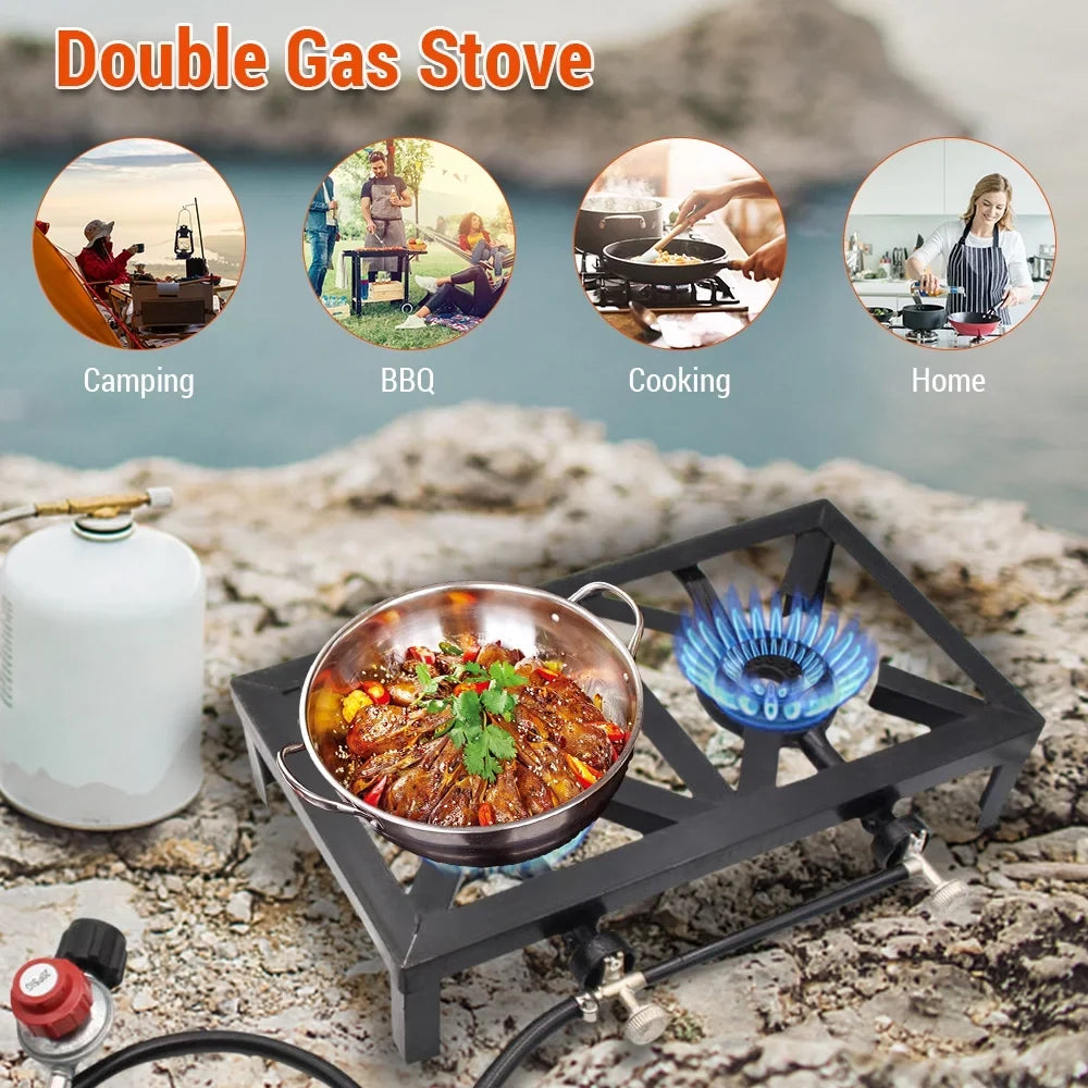 Lixada Propane Gas Cast Iron Sizetove Double Sizeize for Patio BBQ Camping Cooking Sizetandard