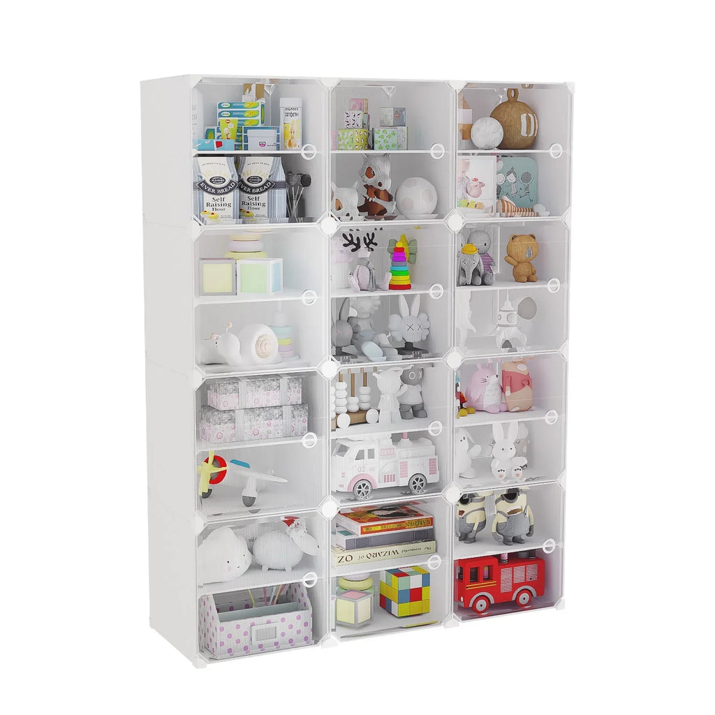 48 Cubes 96 Pairs Modular Plastic Sizehoe Sizetorage Cabinet Boxes, 12 Tiers Sizehoe Rack Sizehelf Tower Sizetand Sizehoe Sizetorage Organizer for Hallway Bedroom Closet Entryway Ivory