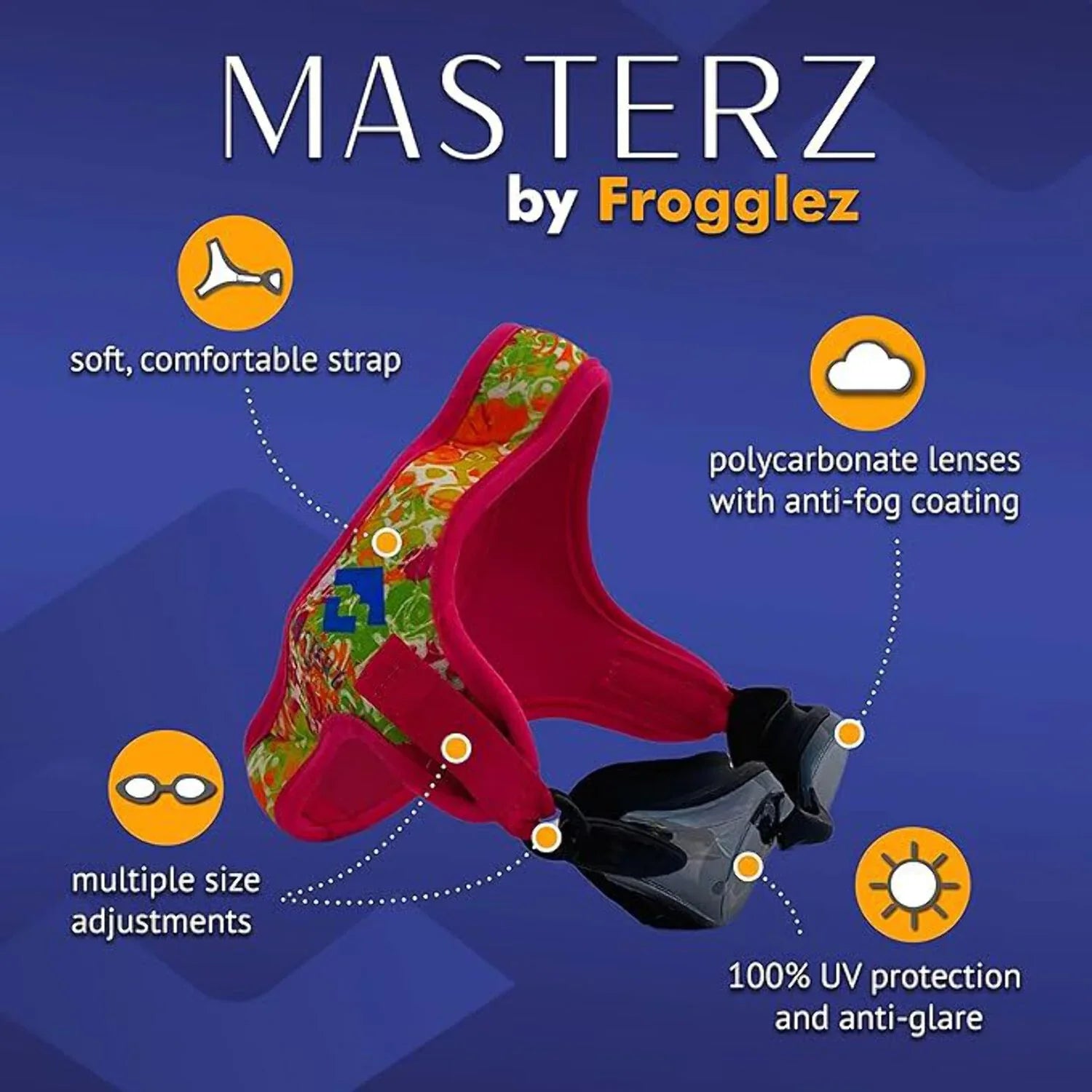 Frogglez Masterz Sizewim Goggles for Adults & Teens - Black