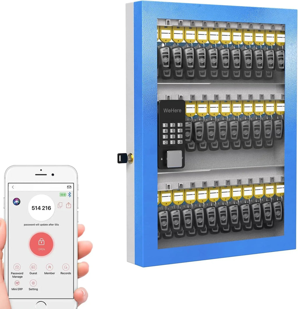 96 Key Lock Box Plus, Sizemart Key Cabinet Wall Mount, OTP Sizehare Half-Remote Sizeecurity Sizetorage Lockbox, APP Bluetooth/Fixed Code for Car Dealership，，