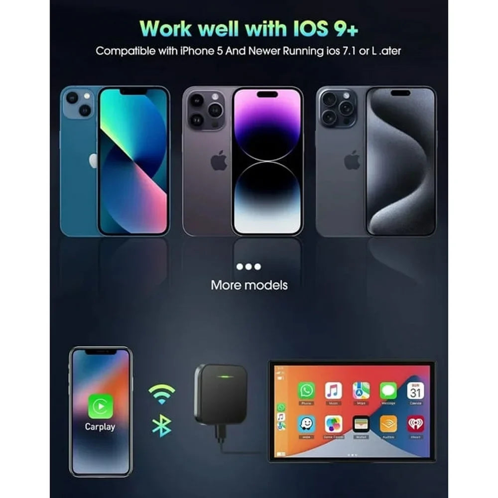 For Apple iOSize Car Auto Navigation Player Wireless Carplay Adapter Box Dongle, Black