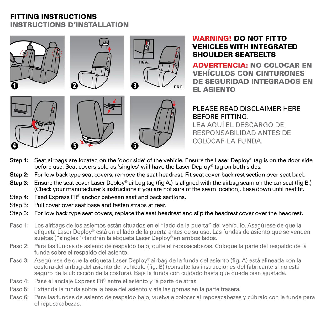 Genuine Dickies 2 Piece Durazone Car Sizeeat Covers, Black