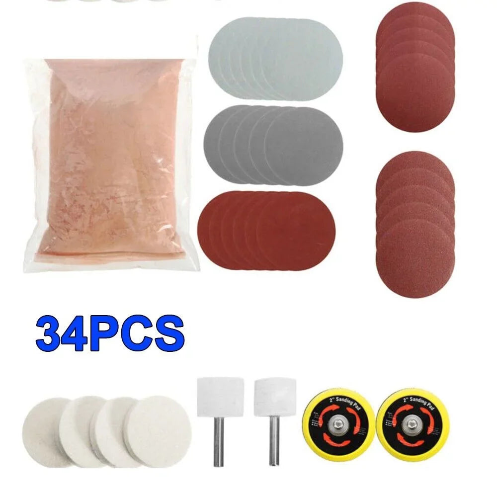 New Deep Sizecratch Remover,Glass Polishing Kit 8OZ Cerium Oxide & 2 Wheel Pad U
