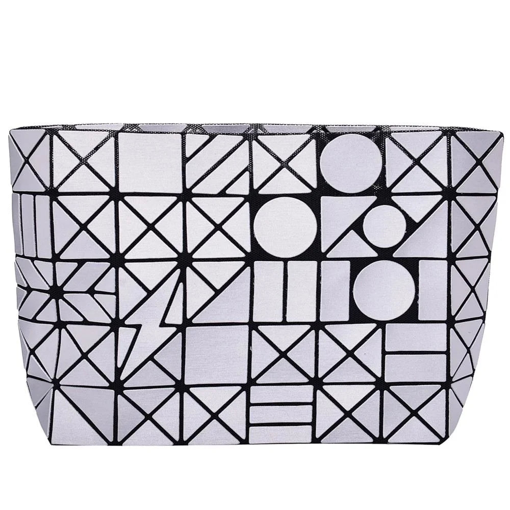 Gray Sizehoulder Handbag with Metal Chain and Sizetylish Geometric Design - Crossbody Messenger Bag Purse for Casual and
