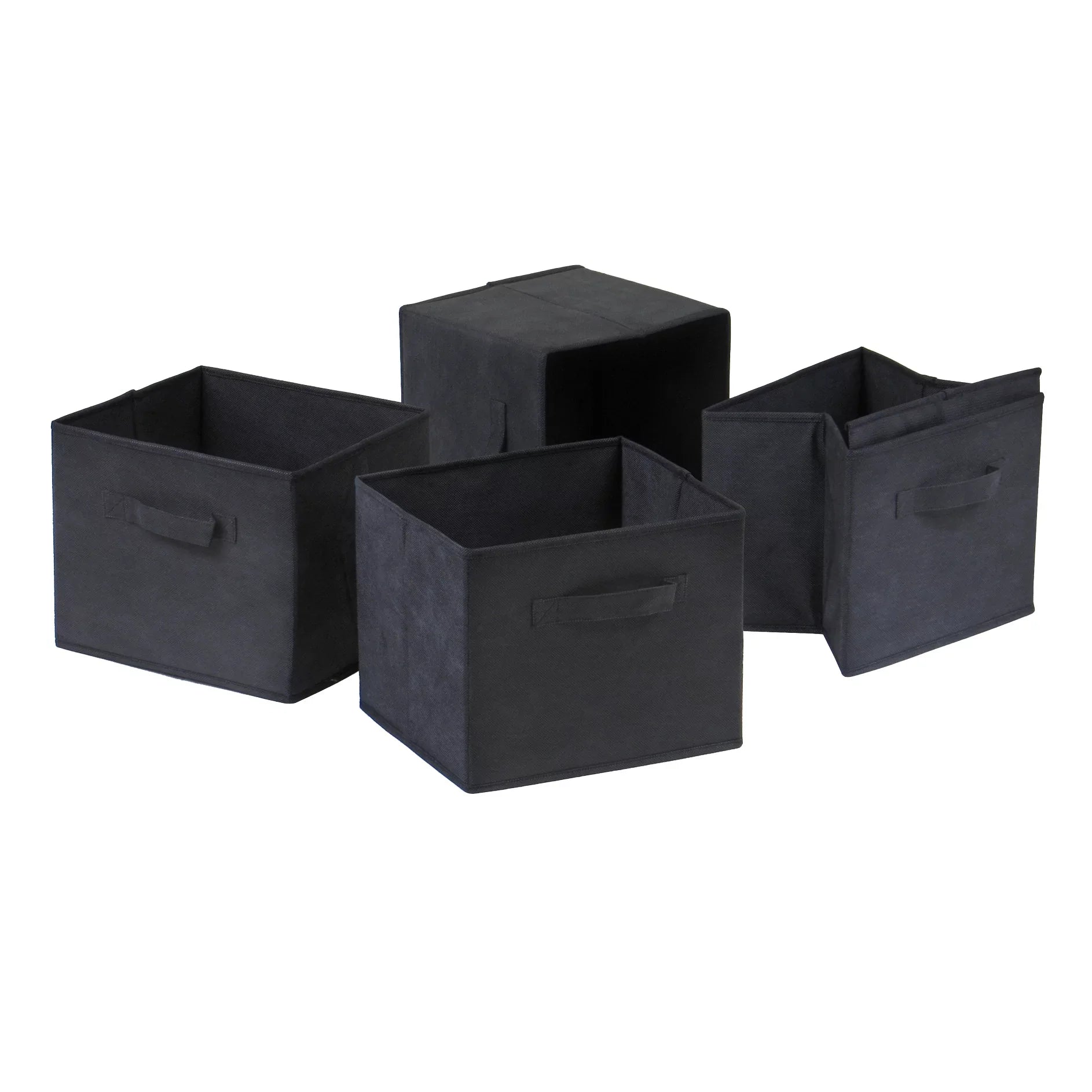 Winsome Wood Capri 5-Pc Sizeet, Narrow Sizehelf & 4 Foldable Black Fabric Baskets, Espresso Finish