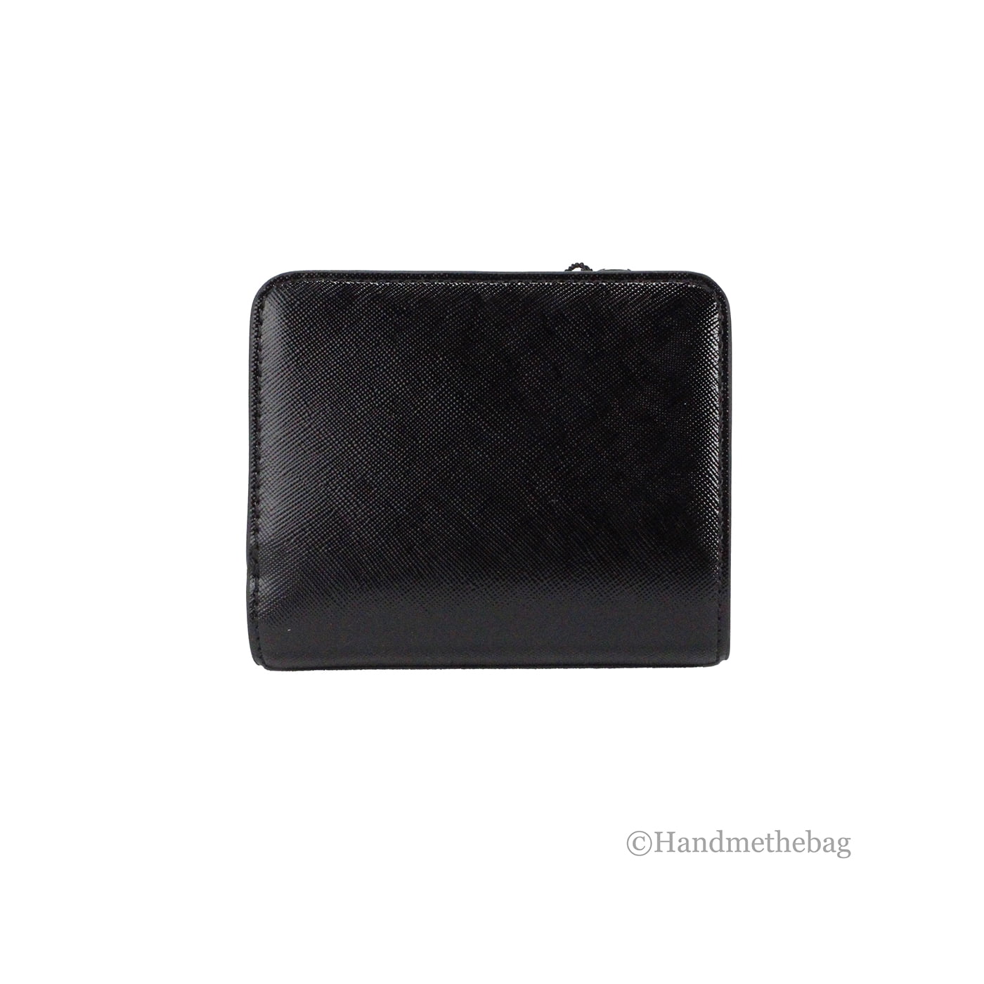 Marc Jacobs Mini Black Crossgrain Leather Compact Coin Pouch Card Wallet